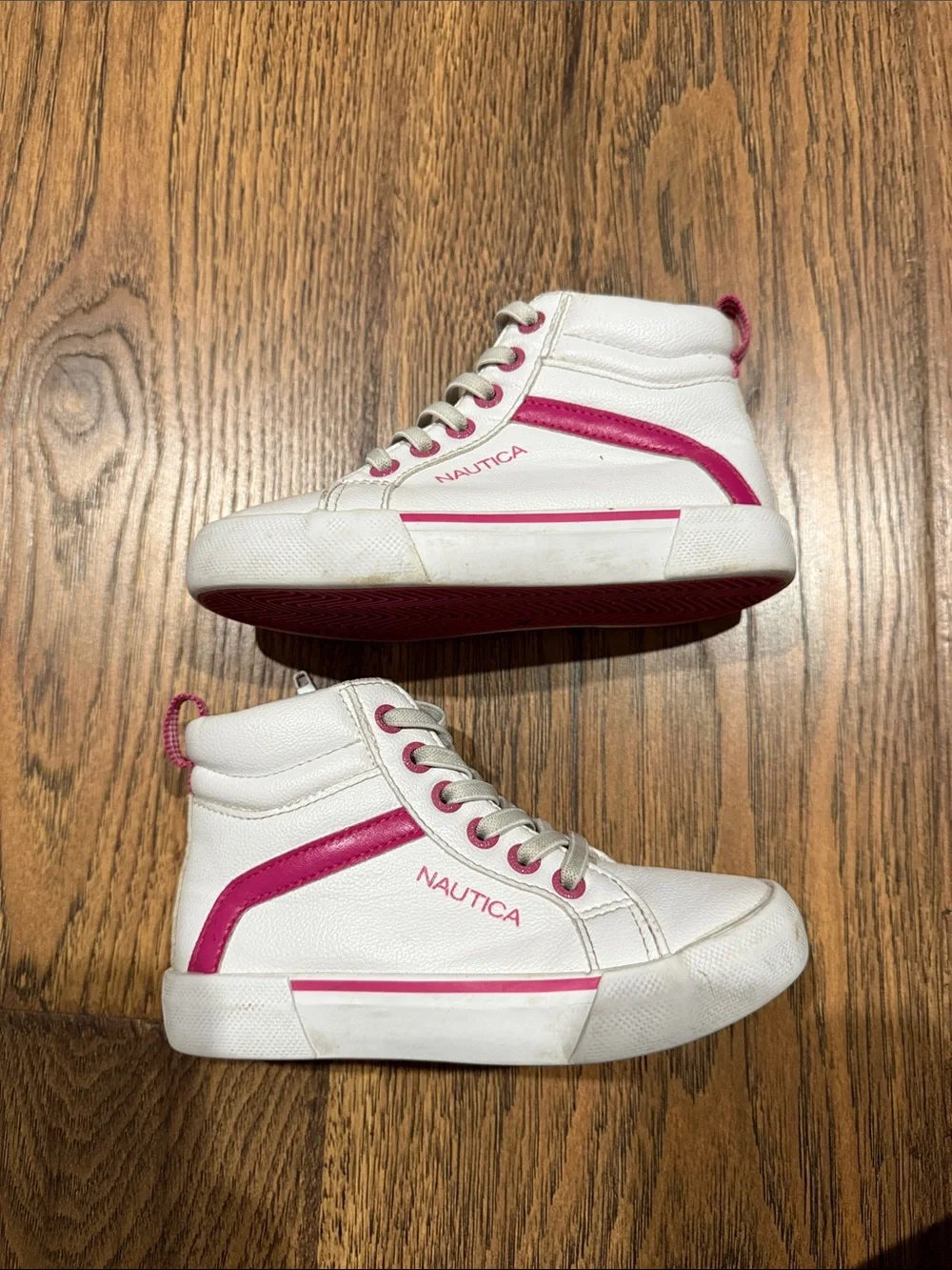 Nautica Kids White and Pink High-Top Sneakers